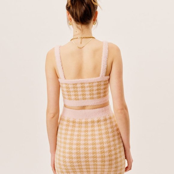 NWOT For Love & Lemons Cher Light Pink Sweater Crop Tank Top Women's Med… - Picture 2 of 9